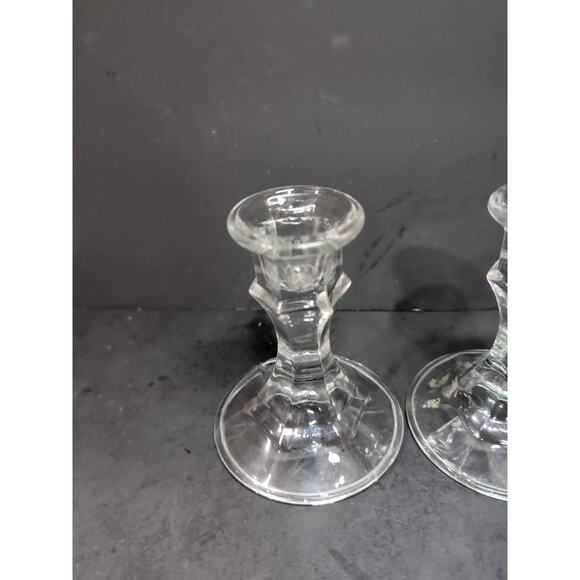 Glass Candlestick Set of 3, Pillar Candleholders, Holders, Vintage Table Decor - Picture 5 of 9